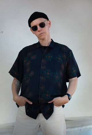 Peyote Dark Charcoal Short Sleeve Camp Collar Shirt
