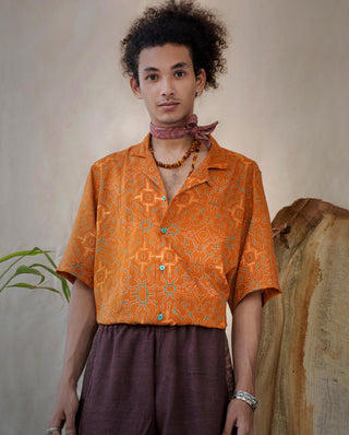 Shipibo Earth Short Sleeve Camp Collar Shirt