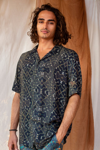 Shipibo Charcoal Short Sleeve Camp Collar Shirt