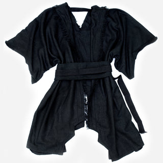Raw Silk Kimono Black