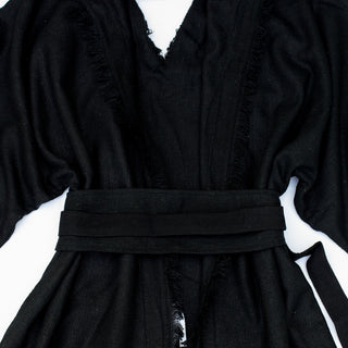 Raw Silk Kimono Black