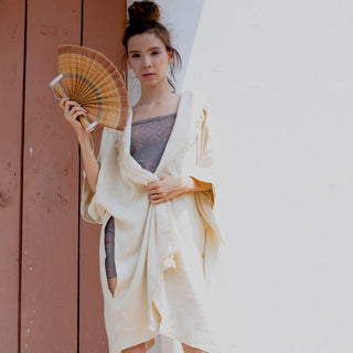 Raw Silk Kimono Cream