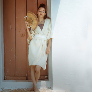 Raw Silk Kimono Cream