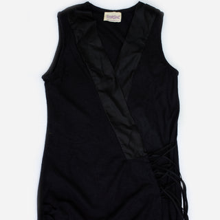 Handloom Raw Silk Wrap Dress Black