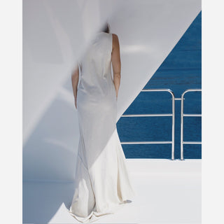 Handloom Raw Silk Wrap Dress Off-White