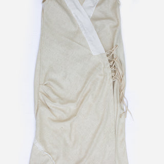 Handloom Raw Silk Wrap Dress Off-White