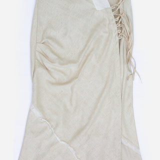 Handloom Raw Silk Wrap Dress Off-White