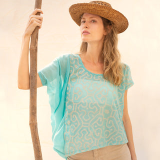 Featherlight Baby Blue Shipibo Asymmetric Top