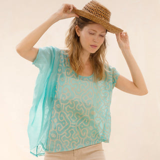 Featherlight Baby Blue Shipibo Asymmetric Top