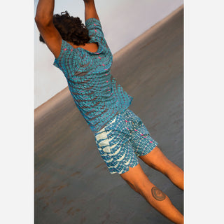 Blue Snake Shipibo Tailored Swim Trunks
