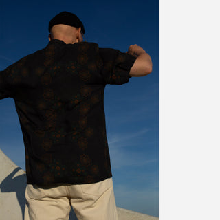 Peyote Dark Charcoal Short Sleeve Camp Collar Shirt