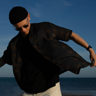 Peyote Dark Charcoal Short Sleeve Camp Collar Shirt