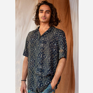 Shipibo Charcoal Short Sleeve Camp Collar Shirt