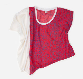 Featherlight Red White Shipibo Asymmetric Top